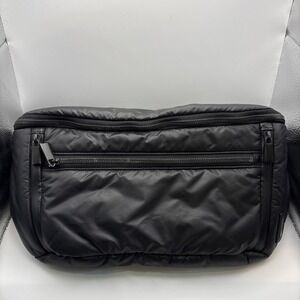 Caraa Large Sling Puffy Bag Black Nylon Adjustable Waist Belt 19.5"x 7"